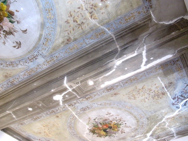 restauro affreschi del soffitto in arella dipinto